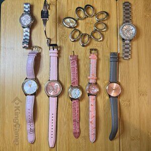 Ladies' Pink + Silver 9 Watch Lot - Michael Kors, Timex, & More - Parts/Repair